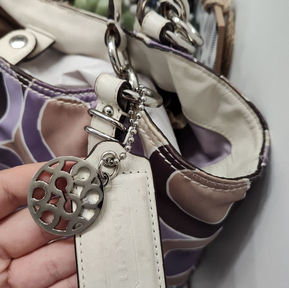 🥰 Vintage Y2K EUC COACH ALEXANDRA OUTLINE OPT ART POPPY TOTE BAG - Picture 9 of 16